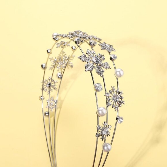 Silver Christmas Headband Pearl Holiday Hair Hoop Women Party Accessory main image 5